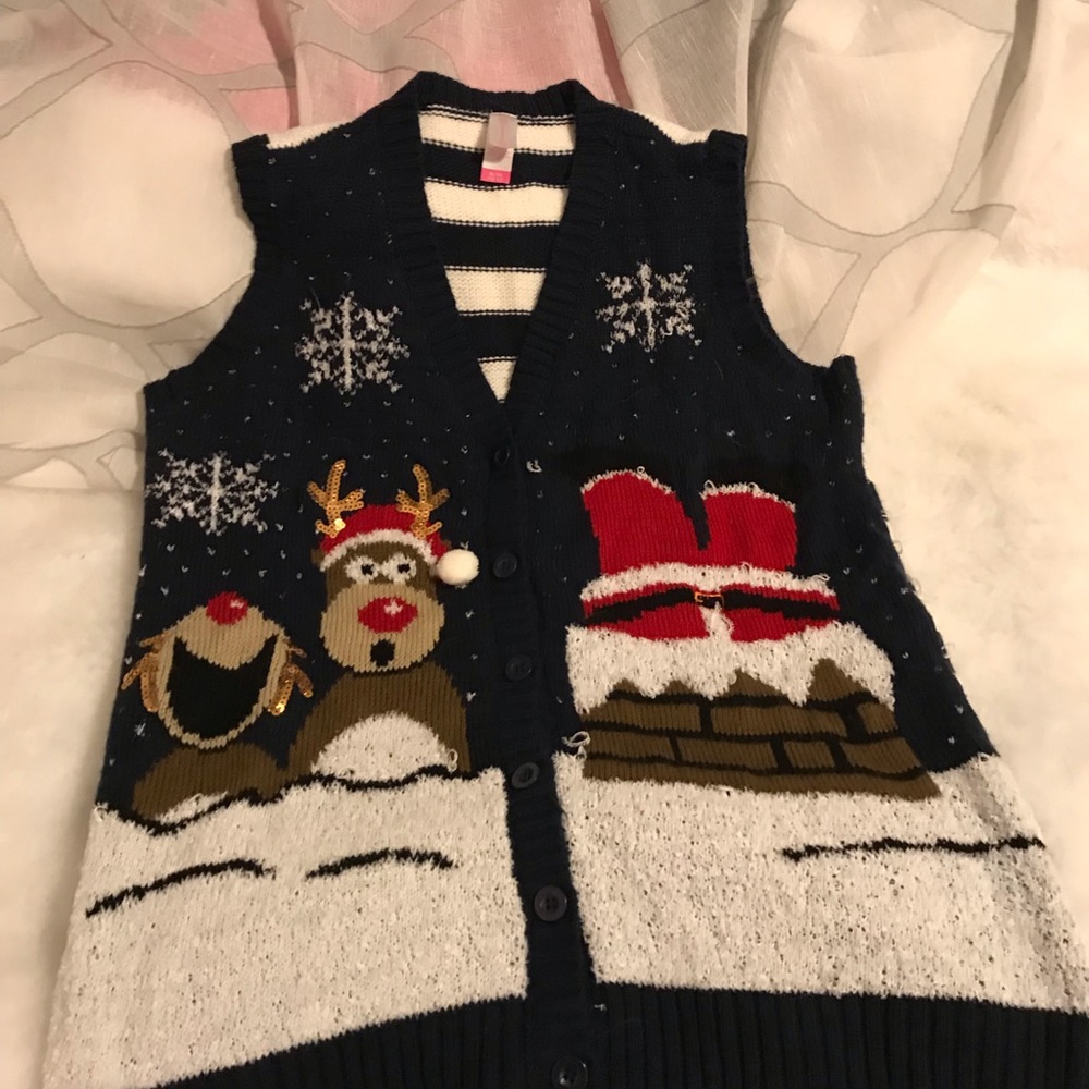 Santa and Reindeer Sweater vest